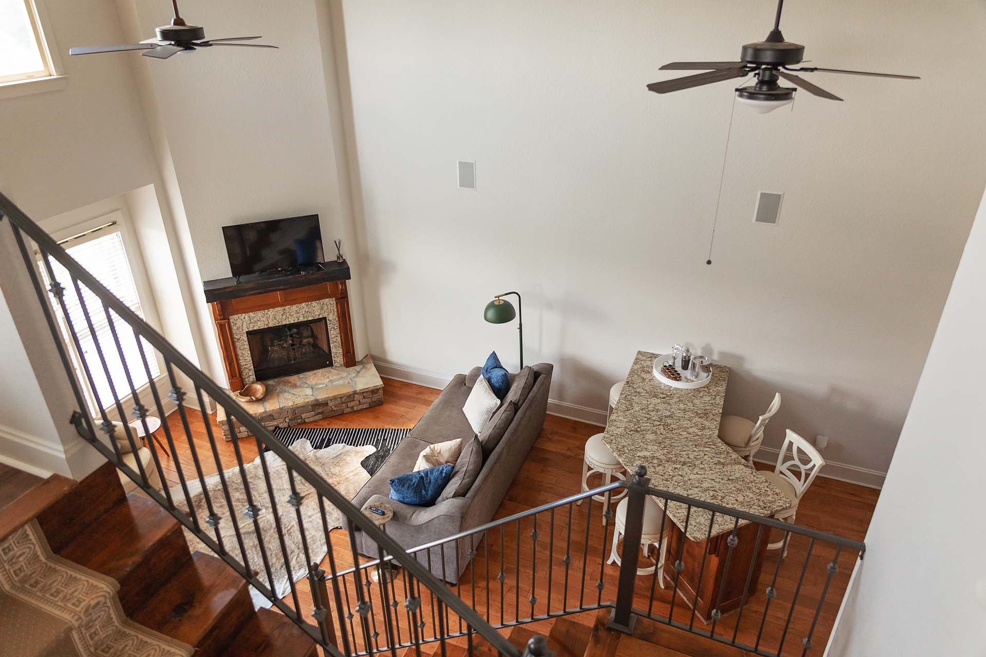 Living space with a sofa and TV